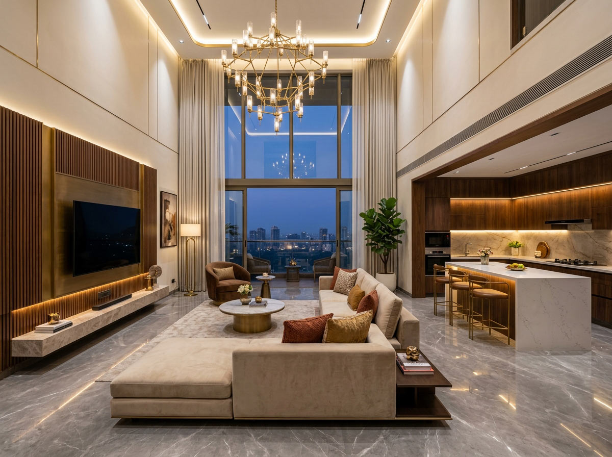 The Zenith Penthouse Luxury Interiors by Sparrow Buildtech